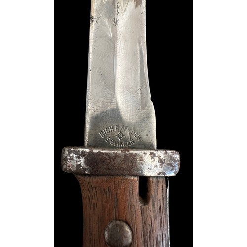 45 - German, First World War, K98 “Butchers” Bayonet (saw back), by Rich. A. Herder Solingen. Saw removed... 