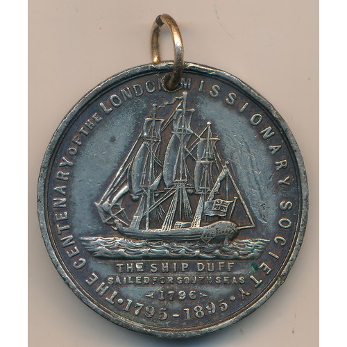 168 - The Centenary of the London Missionary Society 1795-1895 medallion commemorating the sailing of the ... 