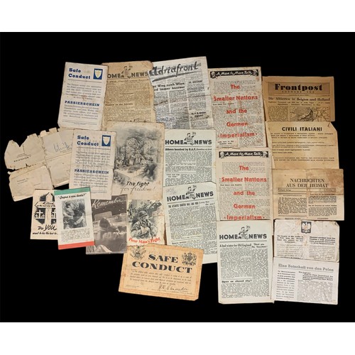 120 - Small selection of Second World War airborne Propaganda leaflets, to include; “Sogno a son desto?” s... 