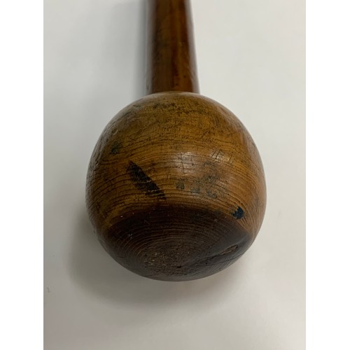 114 - South African, small wooden cosh / club, round wooden head with cylindrical handle. Total length 14.... 