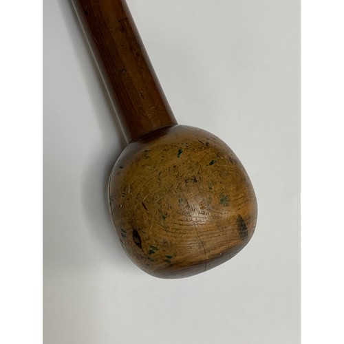 114 - South African, small wooden cosh / club, round wooden head with cylindrical handle. Total length 14.... 