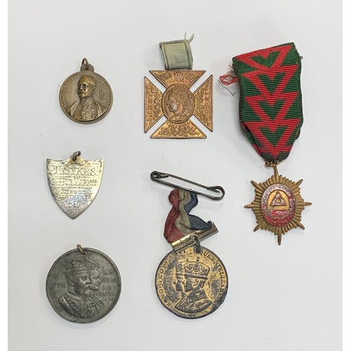 170A - Small selection of six interesting medallions / medals  to include; a 1897 Strood Allotments 2nd for... 