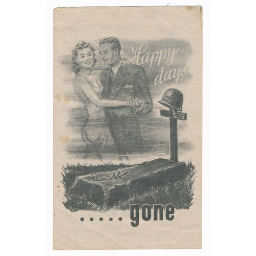 128 - Happy days ..... gone - Second World War German airborne Propaganda leaflet. Small-scale leaflet, fr... 