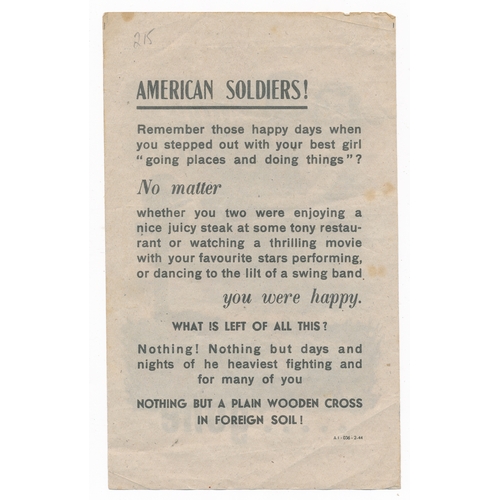 128 - Happy days ..... gone - Second World War German airborne Propaganda leaflet. Small-scale leaflet, fr... 