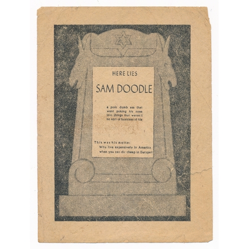 130 - Here lies Sam Doodle -   Second World War German airborne Propaganda leaflet. Small-scale leaflet dr... 