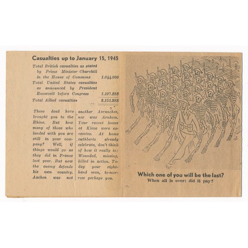 132 - Half the job is done -  Second World War German airborne Propaganda leaflet. Small-scale folding lea... 