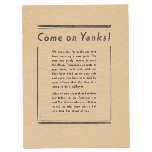 134 - We know the day! Come on Yanks! - Second World War German airborne Propaganda leaflet. Text-based le... 