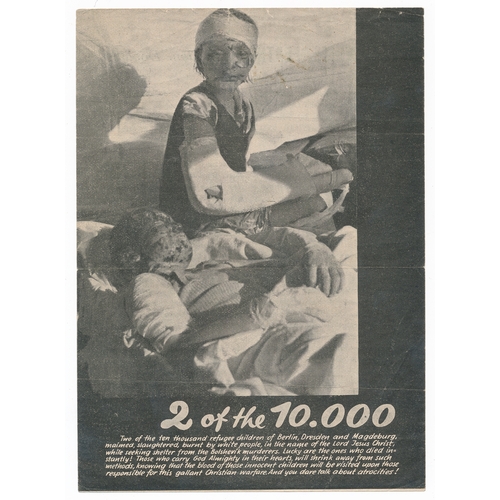 136 - 2 of the 10,000 - Second World War German airborne Propaganda leaflet. Leaflet depicts a large black... 