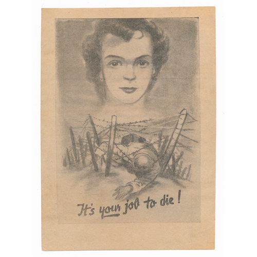 140 - It's your job to die! - Second World War German airborne Propaganda leaflet. Front depicts a soldier... 