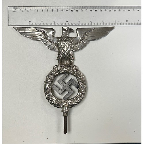 65 - Germany, Third Reich early NSDAP flag pole top. National Eagle motif on top of the Swastika, screw b... 