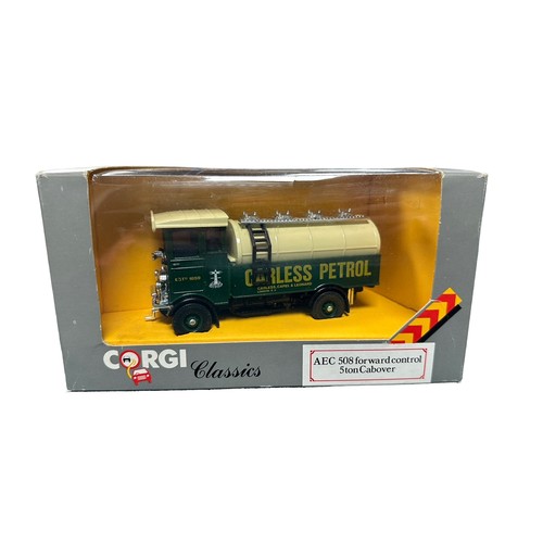 63 - Corgi 4x AEC 508 lorries, excellent in good plus window boxes, with Carless Petrol No. C945/3, Duckh... 