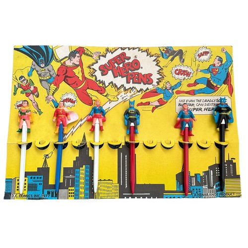 234 - 1977 Super Hero pens by Henbrandt, excellent on excellent to good plus retailer printed card (19p in... 