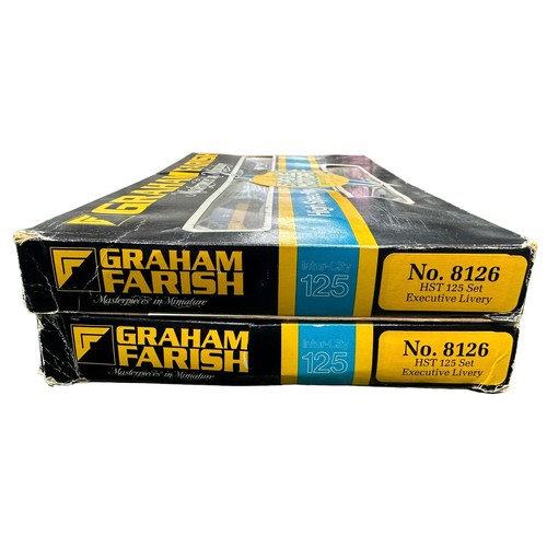 328 - Graham Farish N gauge pair of HST 125 3-piece set No. 8126, generally excellent in good plus boxes, ... 