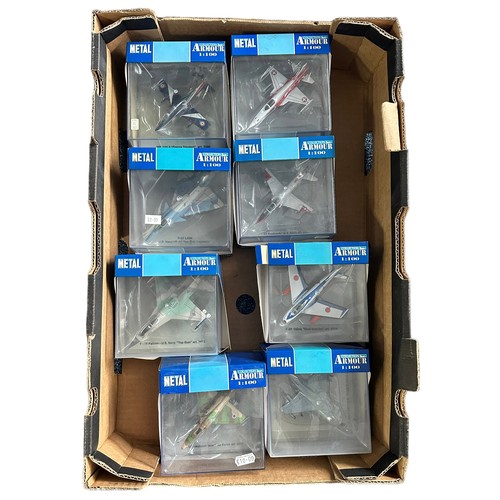 83 - Franklin Mint Armour aircraft 1/100 scale collection, Qty
28 including, F-4, F-15, F-18, USAF, Hawk,... 