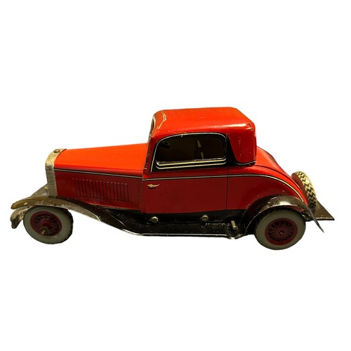 167 - 1940s Chad Valley Coupe clockwork tinplate car No. 10022, generally excellent to good plus (roof scr... 