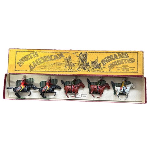 182 - Pre War Britains Wild West mounted 5-piece lead sets, generally good (some missing or broken pieces)... 