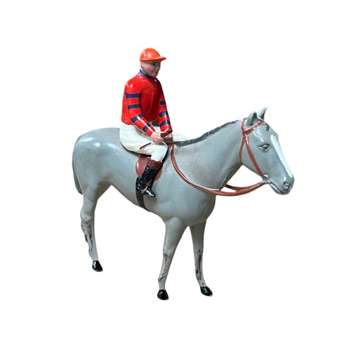 180 - Britains Racing Colours series Mr Warrel Wright, excellent, Orange Red cap, Red silks with 8 x Dark ... 