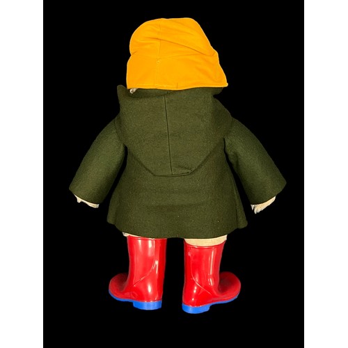 216 - Gabrielle Designs Paddington, generally excellent, approx. H46cm, with green felt duffle coat includ... 