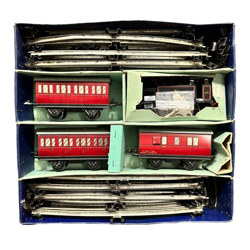 290 - Hornby O gauge Tank Passenger clockwork set No. 41, generally excellent in good plus blue box, with ... 