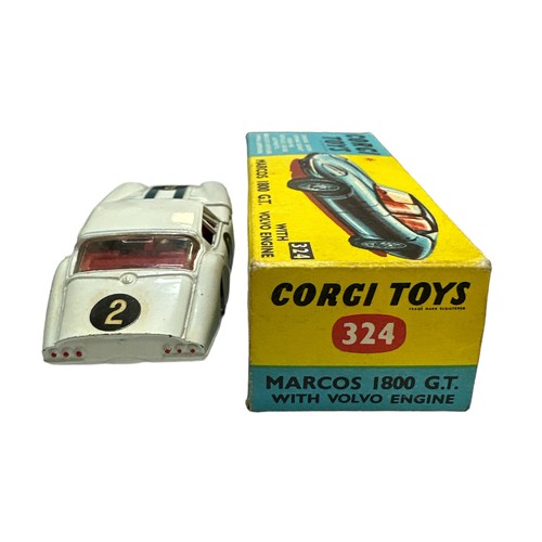 54 - Corgi Marcos 1800 GT No. 324, generally excellent to good plus (some discolouration) in excellent bo... 