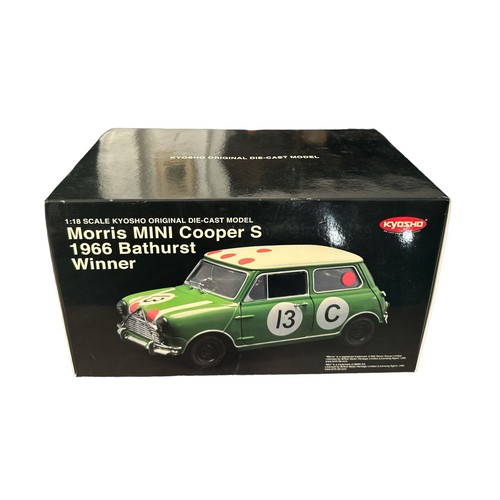 Kyosho 1/18 scale 1966 Bathurst winner Morris Mini Cooper S green