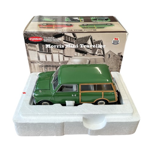 87 - Kyosho 1/18th scale  Morris Mini Traveller green No. 08195G, generally excellent in excellent to goo... 