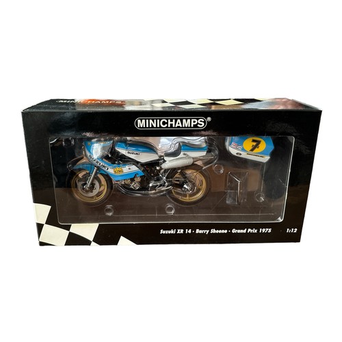 126 - Minichamps 1/12th scale Suzuki XR14 Barry Sheene GP 1975 No. 122 760007, generally excellent in exce... 