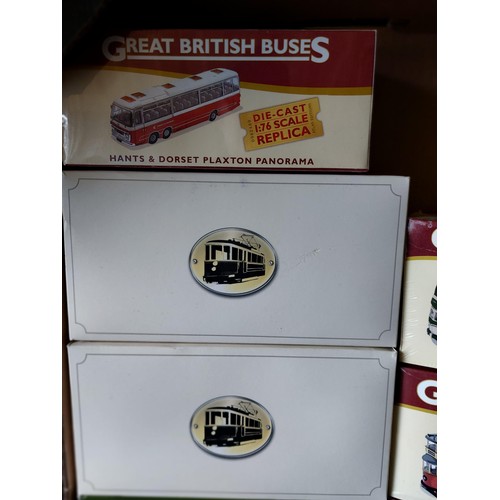 11 - Atlas Editions British Trams and Coaches, generally excellent in excellent boxes (most shrink-wrappe... 