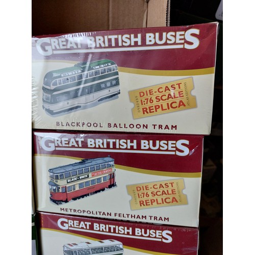 11 - Atlas Editions British Trams and Coaches, generally excellent in excellent boxes (most shrink-wrappe... 