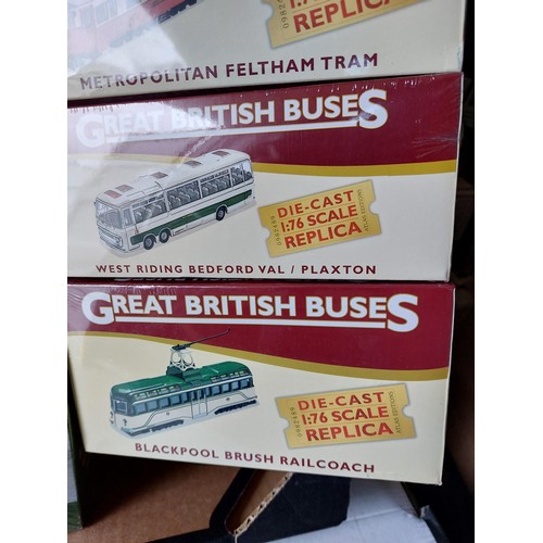 11 - Atlas Editions British Trams and Coaches, generally excellent in excellent boxes (most shrink-wrappe... 