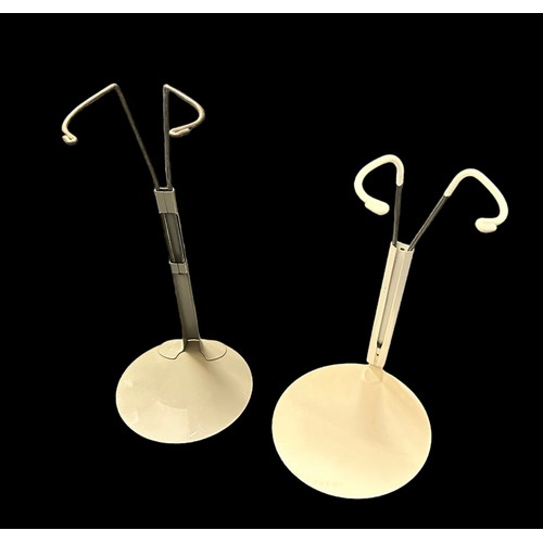 281 - Metal stands collection, mainly metal and adjustable, range of sizes, suitable for traditional dolls... 