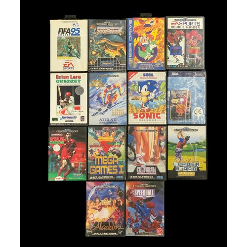 243 - Sega Mega Drive, selection of 14 various boxed Sega Mega Drive games / titles to include; Sonic The ... 