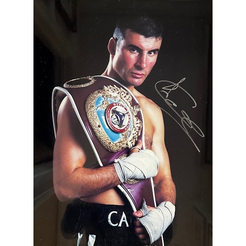 402 - Joe Calzaghe, large signed framed Joe Calzaghe picture. Calzaghe is a Welsh former professional boxe... 