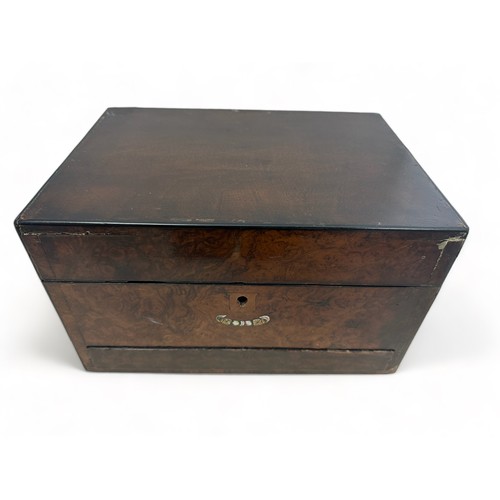 58 - A Victorian walnut wooden jewellery box with mirror, lower drawer and side compartment. Dimensions a... 