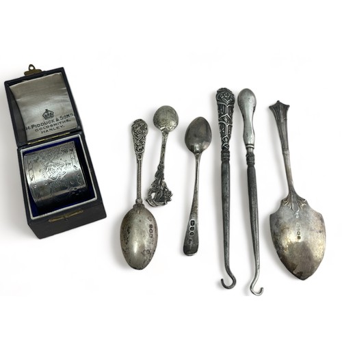 103 - A range of silver and white metal . Includes a boxed Victorian silver napkin ring by Walter & John B... 