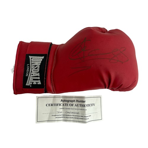 406 - Joe Calzaghe (Welsh, b.1972), signed red Lonsdale boxing glove, signed by boxing legend Joe Calzaghe... 