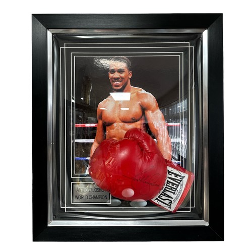 407 - Anthony Joshua (British, b.1989), signed red Everlast boxing glove in purpose built Anthony Joshua W... 