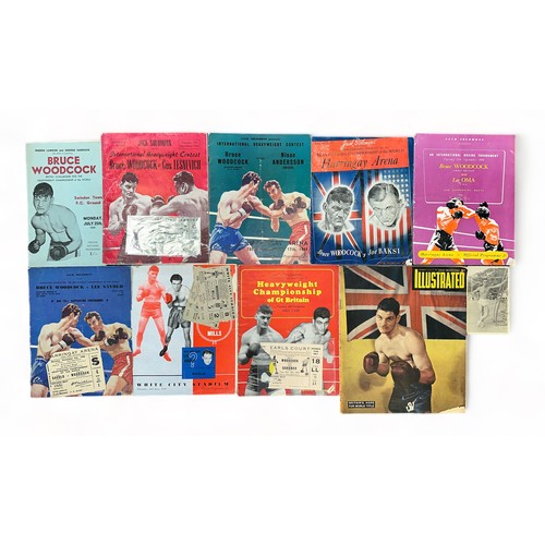 408 - Bruce Woodcock (British, 1920-1977), range of boxing programmes and tickets for Bruce Woodcock to in... 