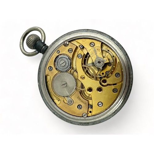 96 - A WWII Swiss made GSTP (General Service Time Piece) pocket watch with black dial, luminescent hands ... 