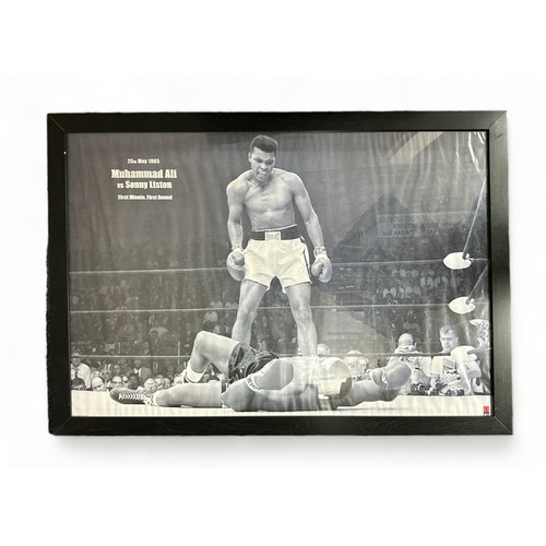 412 - Boxing related, selection of five framed boxing related items including; Erik Morales vs Carlos Hern... 