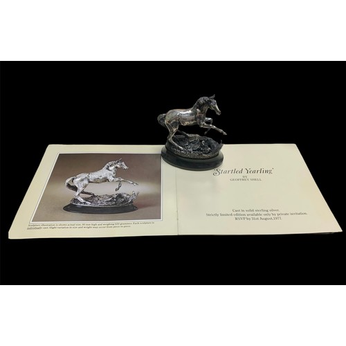 113 - Geoffrey Snell (British, Contemporary), ‘Startled Yearling’ (1977), solid silver horse sculpture for... 