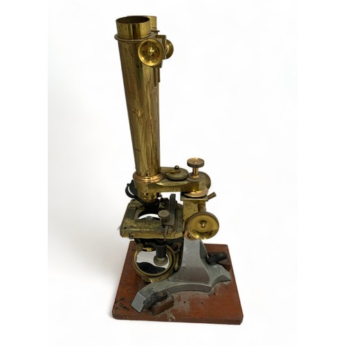 301 - J H Steward, 19th Century brass binocular microscope by J. H. Steward of 406 Strand, London, dual pa... 