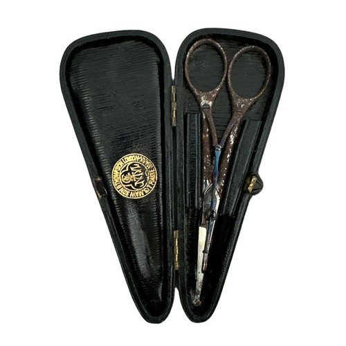 302 - Maw Son & Thompson, pair of cased medical scissors / forceps by Maw Son & Thompson London, housed in... 