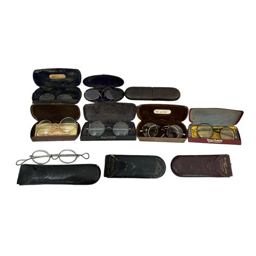 294 - Collection of ten vintage spectacles in cases to include; Davidson Cairo, Bruce Green & Co rounded s... 