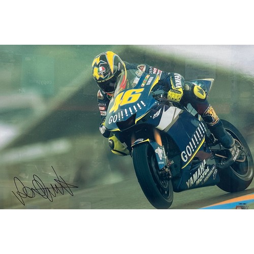 418 - Framed signed Valentino Rossi Le Mans MotoGP picture. From the 2005 Le Mans MotoGP race. With COA fr... 