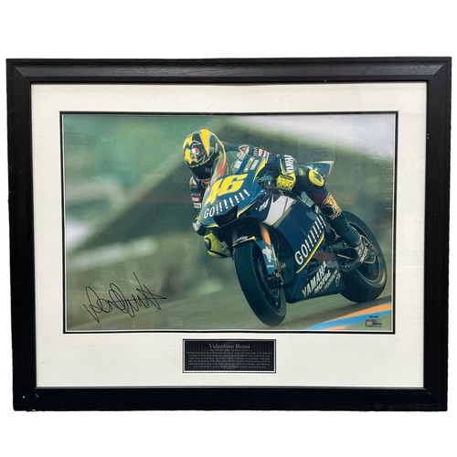 418 - Framed signed Valentino Rossi Le Mans MotoGP picture. From the 2005 Le Mans MotoGP race. With COA fr... 