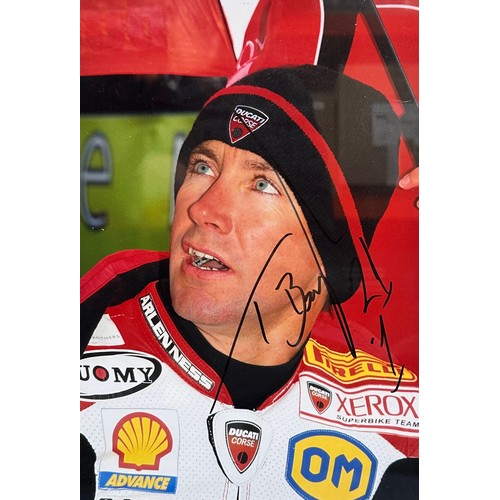 401 - Framed signed Troy Bayliss Picture. Bayliss is a former 3x World Superbike champion. No COA. Frame d... 