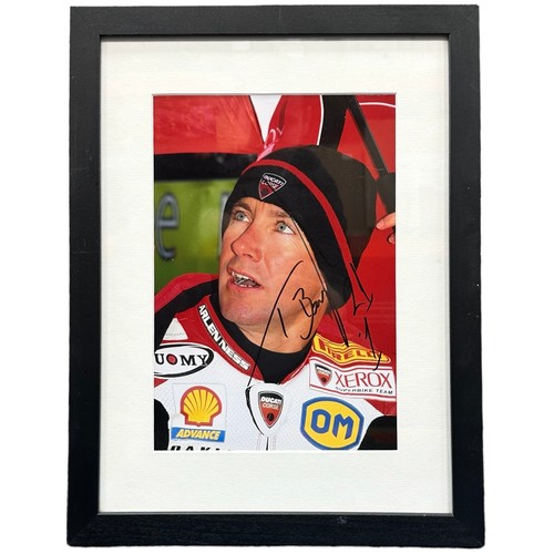 401 - Framed signed Troy Bayliss Picture. Bayliss is a former 3x World Superbike champion. No COA. Frame d... 