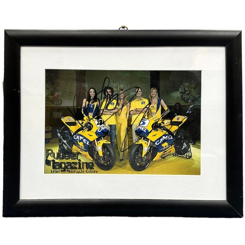 425 - Framed signed Valentino Rossi and Colin Edwards picture. 2 MotoGP legends. COA from Picture Disc Gal... 