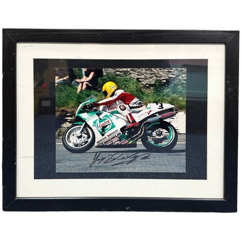 429 - Framed signed Joey Dunlop picture. Dunlop is a Isle of Man TT legend, with 26 wins. Voted N.Ireland'... 